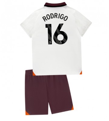 Manchester City Rodri Hernandez #16 Segunda Equipación Niños 2023-24 Manga Corta (+ Pantalones cortos)